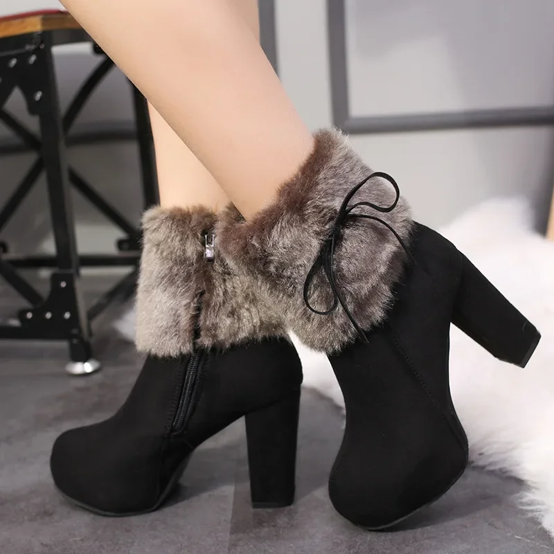 Winter Boot Insulated - Plus size inverno lado zíper botas