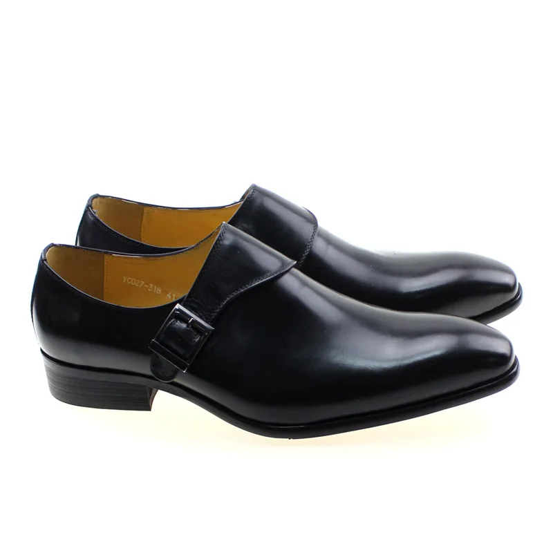 Monk Strap Shoe - Sapatos masculinos de couro genuíno com