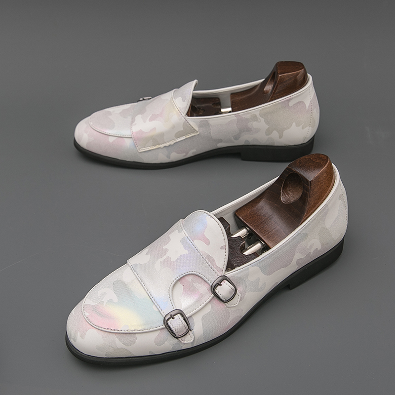 Monk Strap Shoe - Mocassins Masculinos Respiráveis Coloridos com Fivela