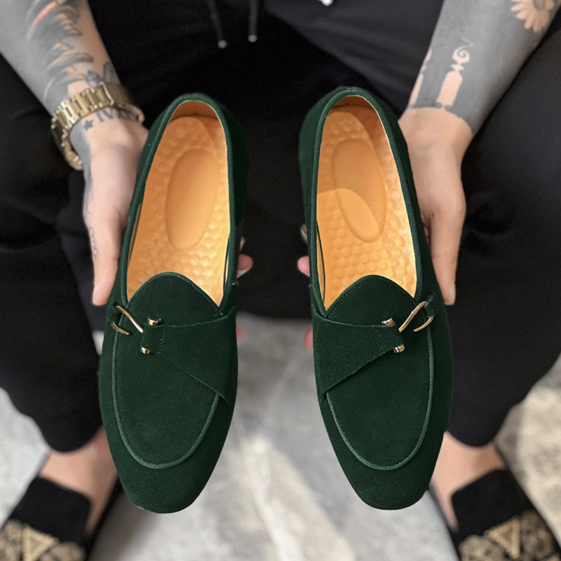 Monk Strap Shoe - Novos homens na moda apontou camurça