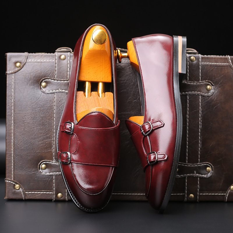 Sapatos masculinos de couro, e - Monk Strap Shoe avaliação e preço